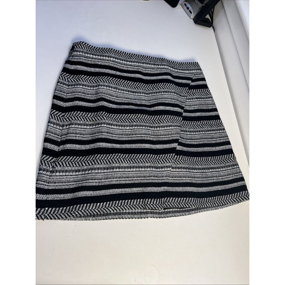 J. Crew Factory Black White Tweed Faux Wrap Mini Skirt 2 lined‎